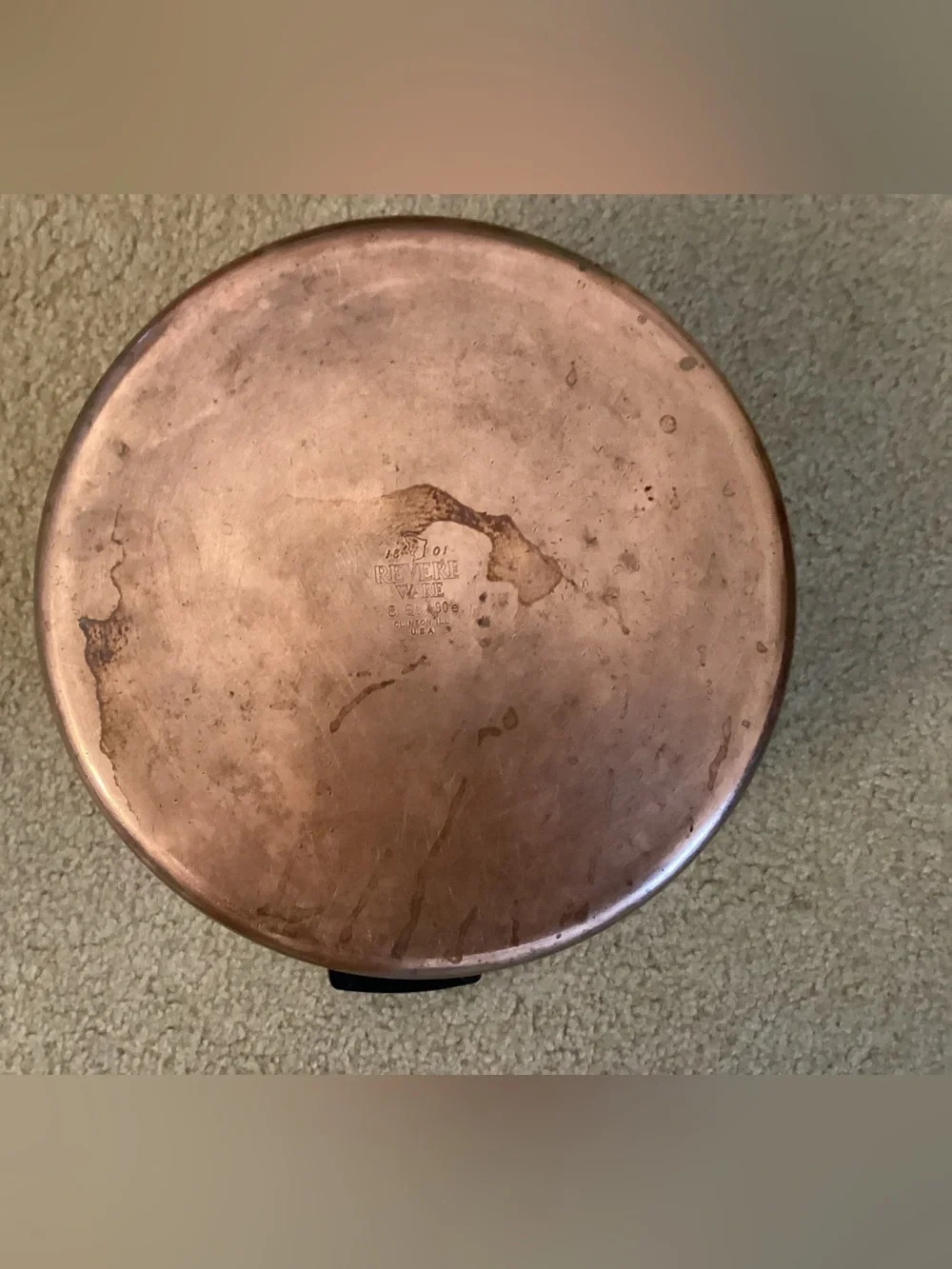 Vintage Revere Ware Copper Bottom 8 Quart Stock Pot With Lid